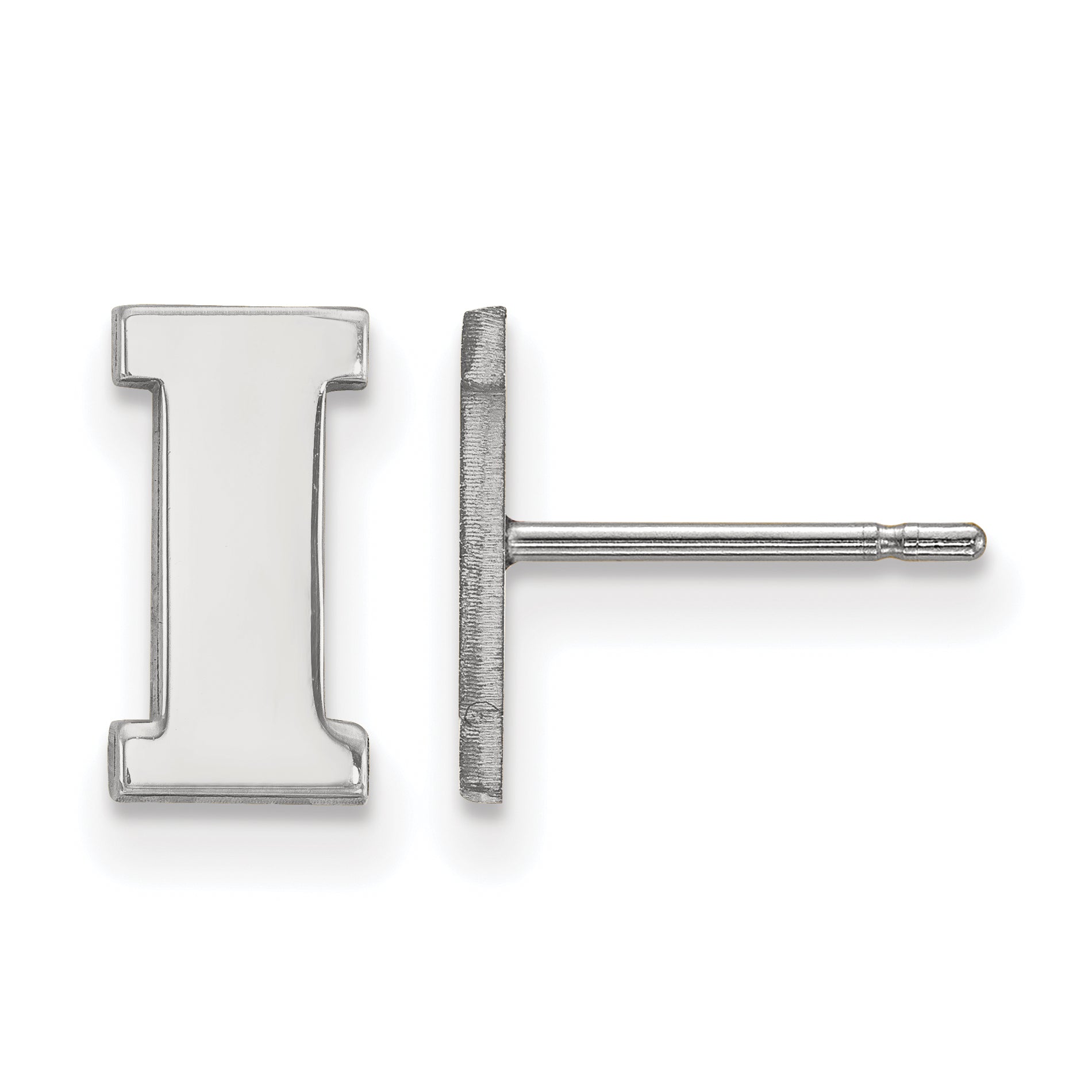 Sterling Silver Rhodium Plated Logoart University Of Iowa Letter I Extra Small Post Earrings