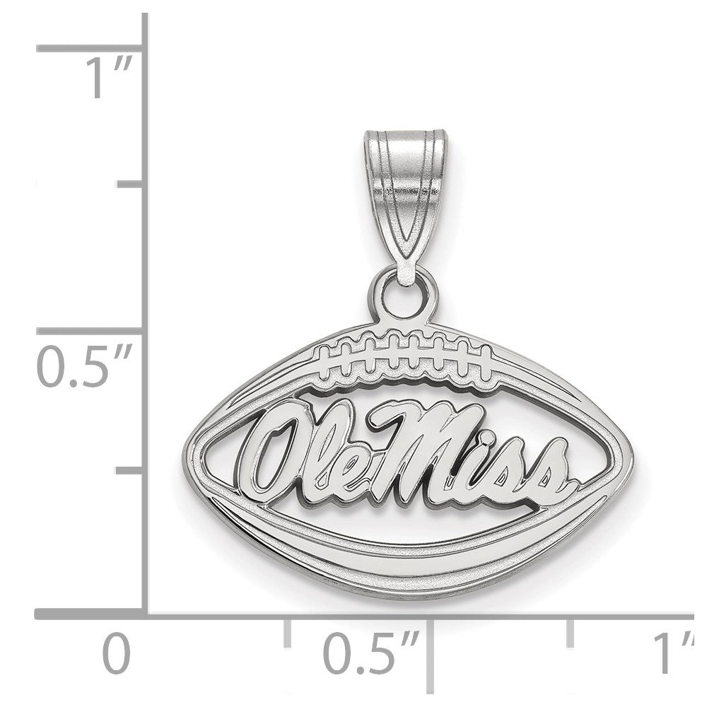 Sterling Silver Rhodium Plated Logoart University Of Mississippi Ole Miss Football Pendant