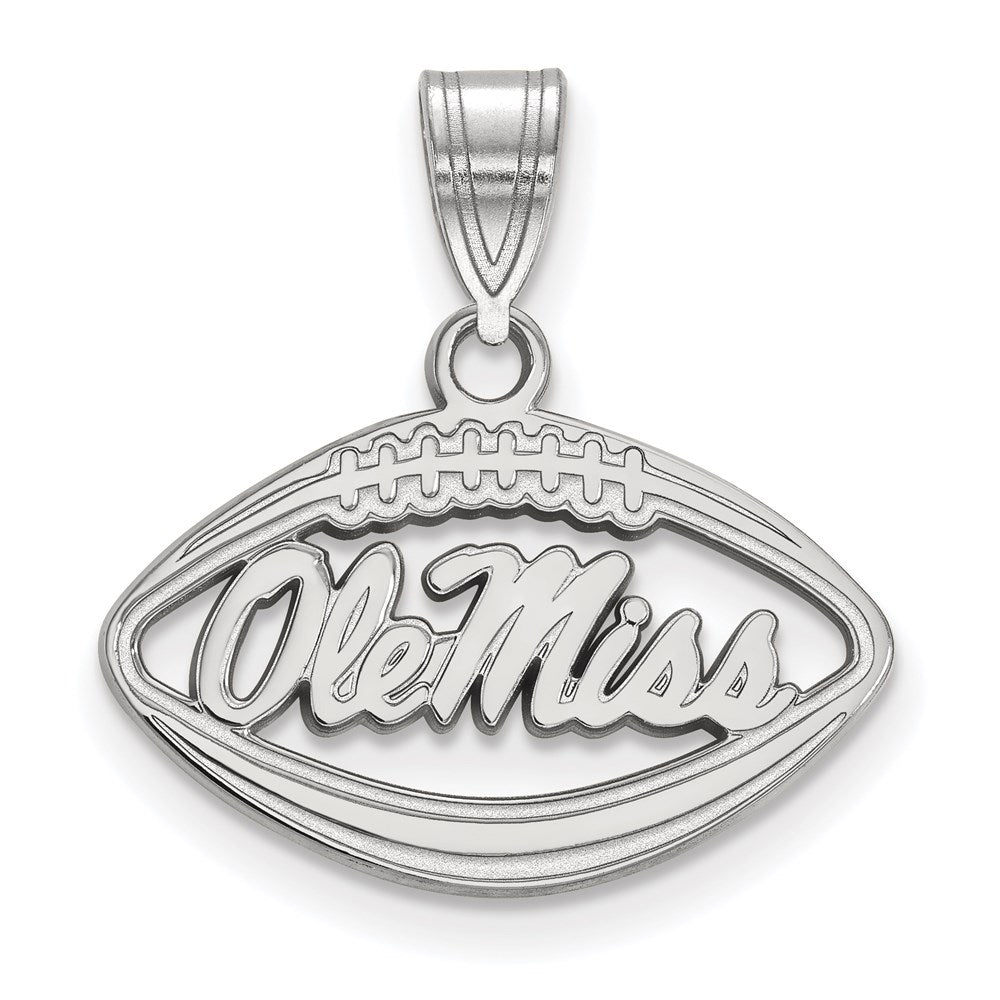 Sterling Silver Rhodium Plated Logoart University Of Mississippi Ole Miss Football Pendant