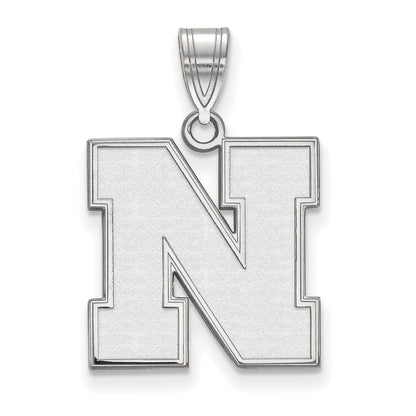 10K White Gold Logoart University Of Nebraska Letter N Medium Pendant
