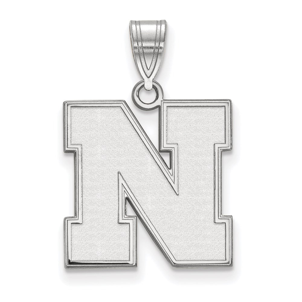Sterling Silver Rhodium Plated Logoart University Of Nebraska Letter N Medium Pendant