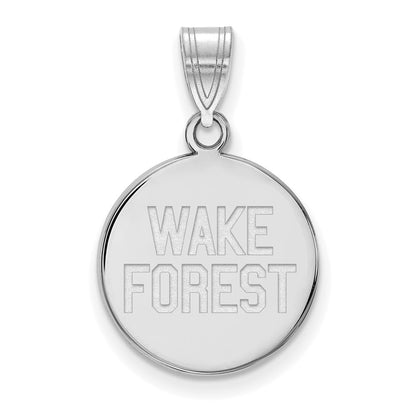 14K White Gold Logoart Wake Forest University W F Deacon Medium Disc Pendant