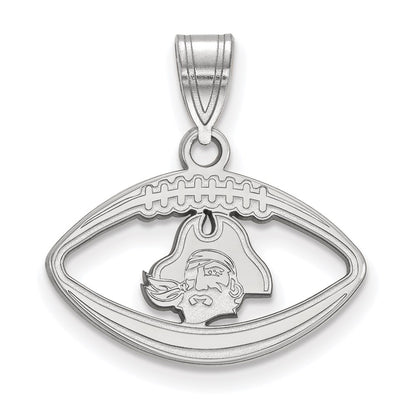 Sterling Silver Rhodium Plated Logoart East Carolina University Pirate Football Pendant