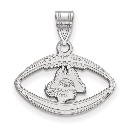 Sterling Silver Rhodium Plated Logoart East Carolina University Pirate Football Pendant