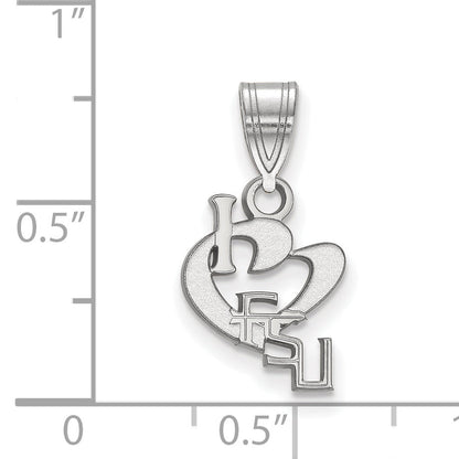 Sterling Silver Rhodium Plated Logoart Florida State University Small I Heart F S U Pendant