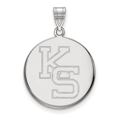14K White Gold Logoart Kansas State University K S Large Pendant