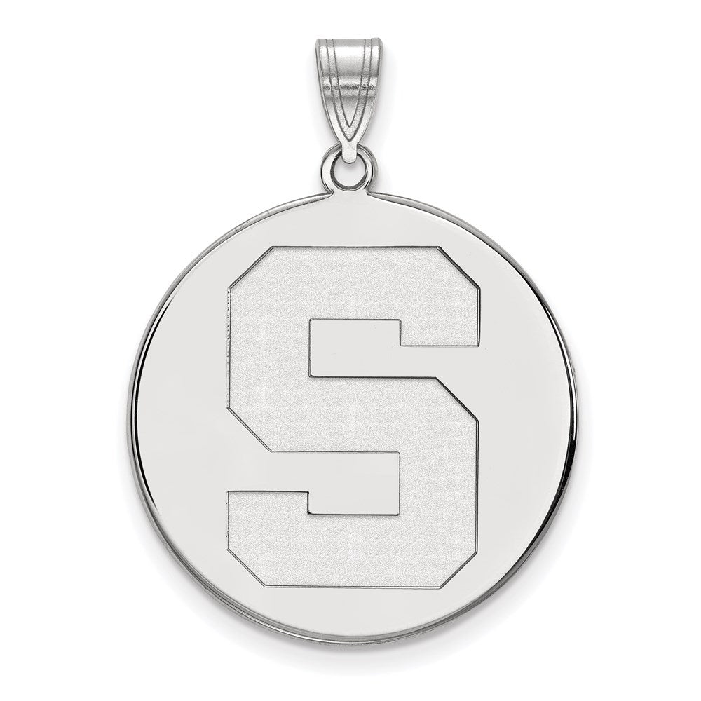 Sterling Silver Rhodium Plated Logoart Michigan State University Letter S Extra Large Disc Pendant