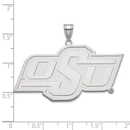 Sterling Silver Rhodium Plated Logoart Oklahoma State University O S U Extra Large Pendant