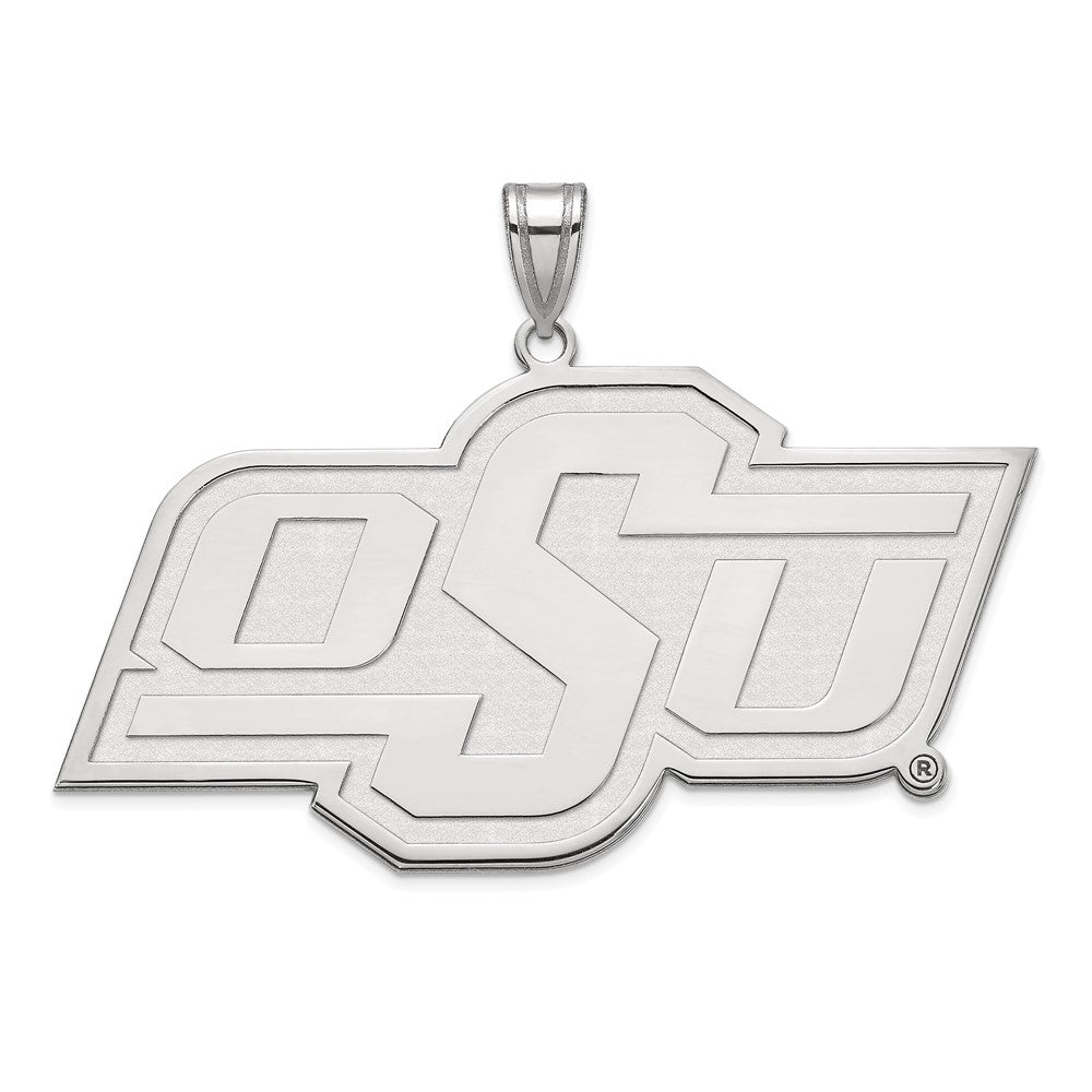 Sterling Silver Rhodium Plated Logoart Oklahoma State University O S U Extra Large Pendant