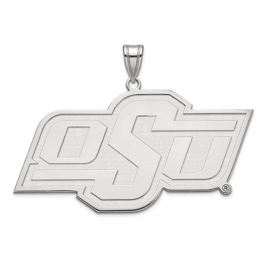Sterling Silver Rhodium Plated Logoart Oklahoma State University O S U Extra Large Pendant