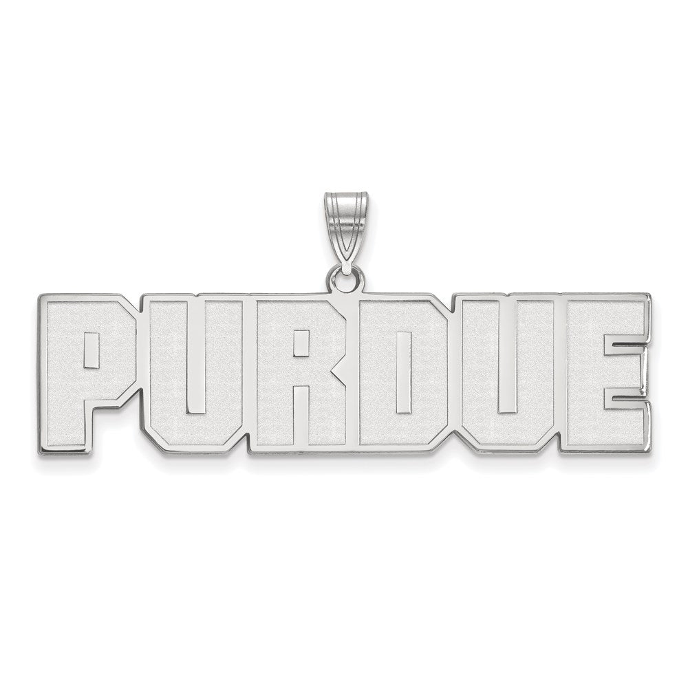 Sterling Silver Rhodium Plated Logoart Purdue University Block Type Large Pendant