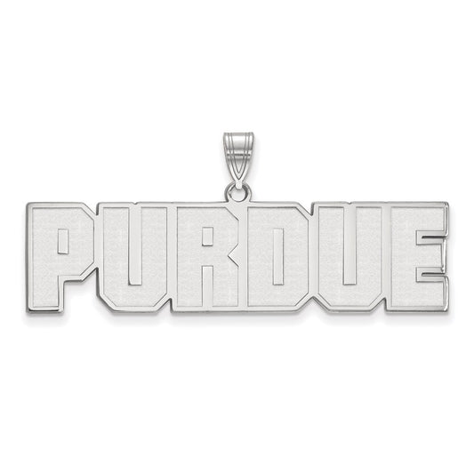 Sterling Silver Rhodium Plated Logoart Purdue University Block Type Large Pendant