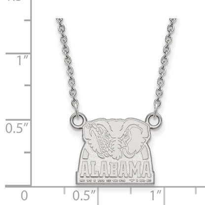 10K White Gold Logoart University Of Alabama Elephant Small Pendant 18 Inch Necklace