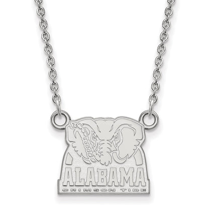 Sterling Silver Rhodium Plated Logoart University Of Alabama Elephant Small Pendant 18 Inch Necklace
