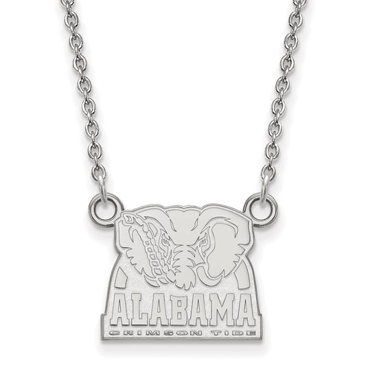 Sterling Silver Rhodium Plated Logoart University Of Alabama Elephant Small Pendant 18 Inch Necklace