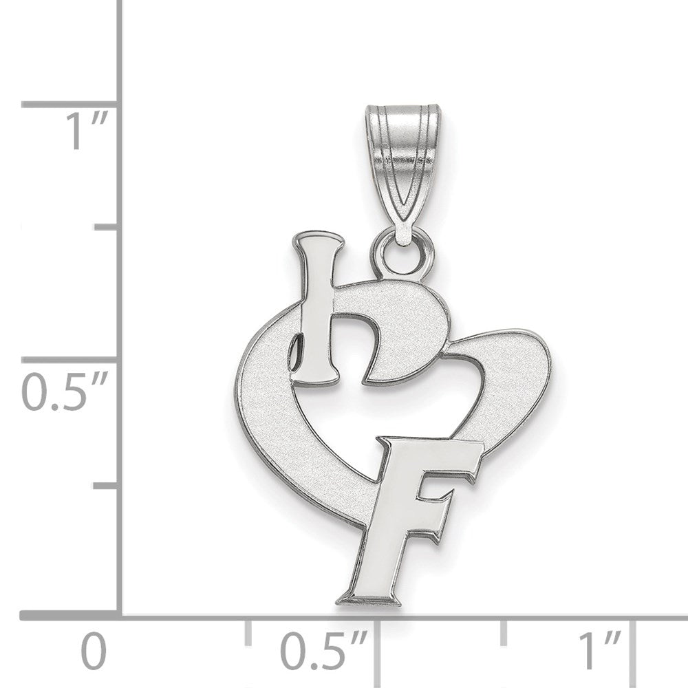 Sterling Silver Rhodium Plated Logoart University Of Florida Large I Heart F Pendant