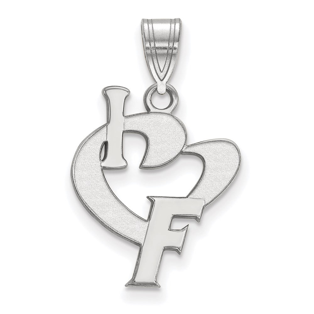 Sterling Silver Rhodium Plated Logoart University Of Florida Large I Heart F Pendant