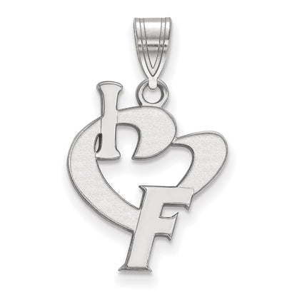 Sterling Silver Rhodium Plated Logoart University Of Florida Large I Heart F Pendant