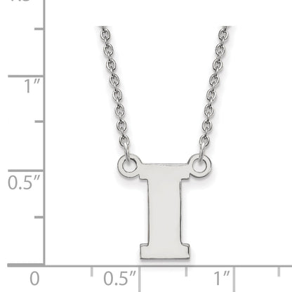 Sterling Silver Rhodium Plated Logoart University Of Iowa Letter I Small Pendant 18 Inch Necklace