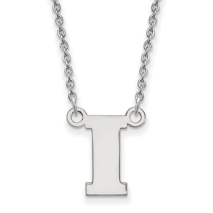 14K White Gold Logoart University Of Iowa Letter I Small Pendant 18 Inch Necklace