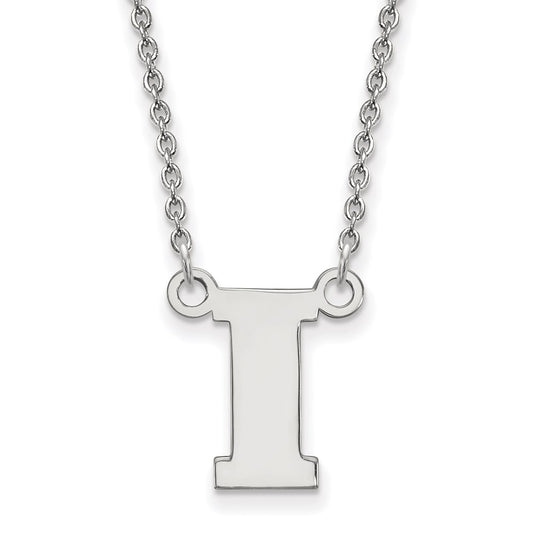 14K White Gold Logoart University Of Iowa Letter I Small Pendant 18 Inch Necklace