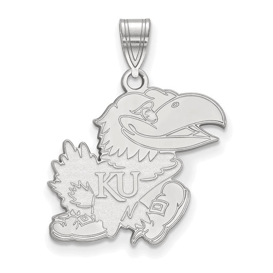 10K White Gold Logoart University Of Kansas Jayhawk Large Pendant