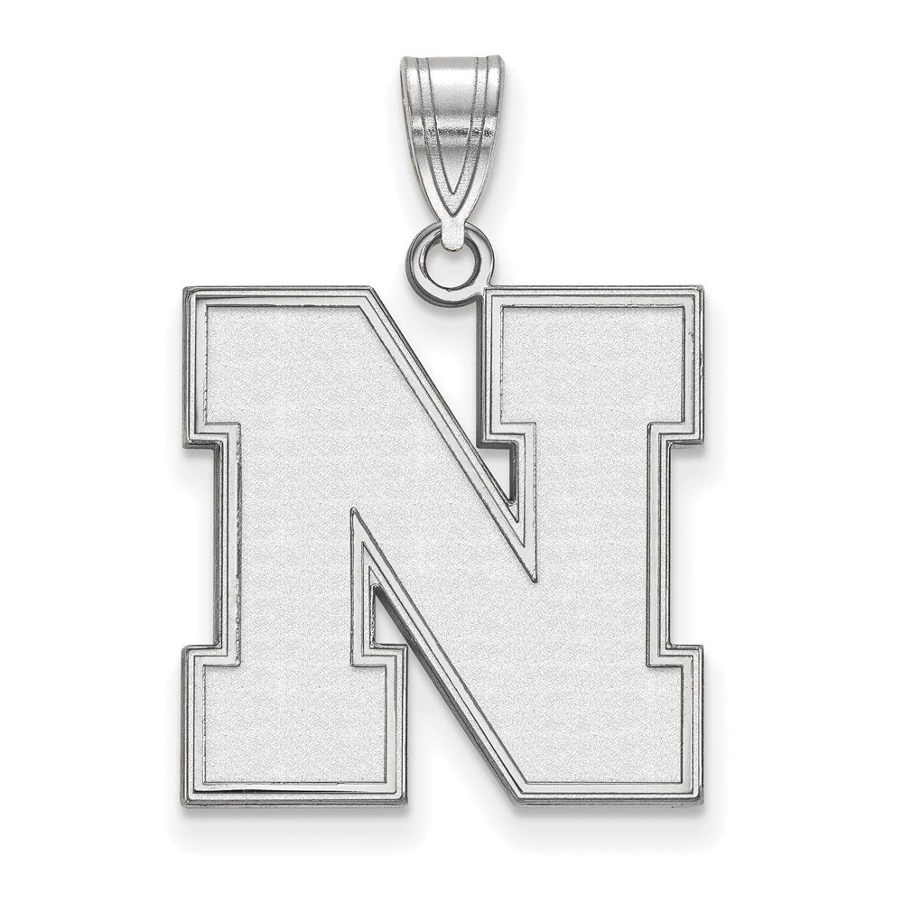 10K White Gold Logoart University Of Nebraska Letter N Large Pendant