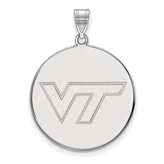 10K White Gold Logoart Virginia Tech V T Extra Large Disc Pendant
