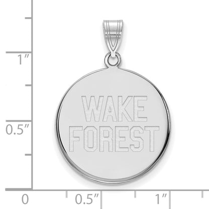 Sterling Silver Rhodium Plated Logoart Wake Forest University W F Deacon Large Disc Pendant
