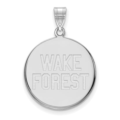 Sterling Silver Rhodium Plated Logoart Wake Forest University W F Deacon Large Disc Pendant