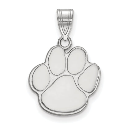 Sterling Silver Rhodium Plated Logoart Auburn University Tiger Paw Medium Pendant