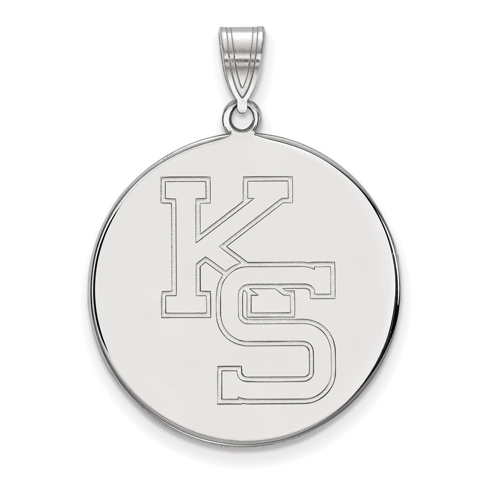 Sterling Silver Rhodium Plated Logoart Kansas State University K S Extra Large Disc Pendant
