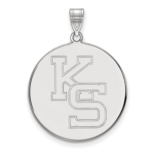 14K White Gold Logoart Kansas State University K S Extra Large Disc Pendant
