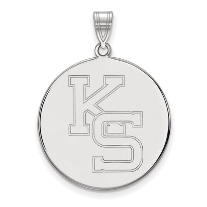 10K White Gold Logoart Kansas State University K S Extra Large Disc Pendant