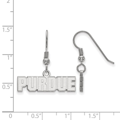 Sterling Silver Rhodium Plated Logoart Purdue University Block Type Extra Small Dangle Wire Earrings