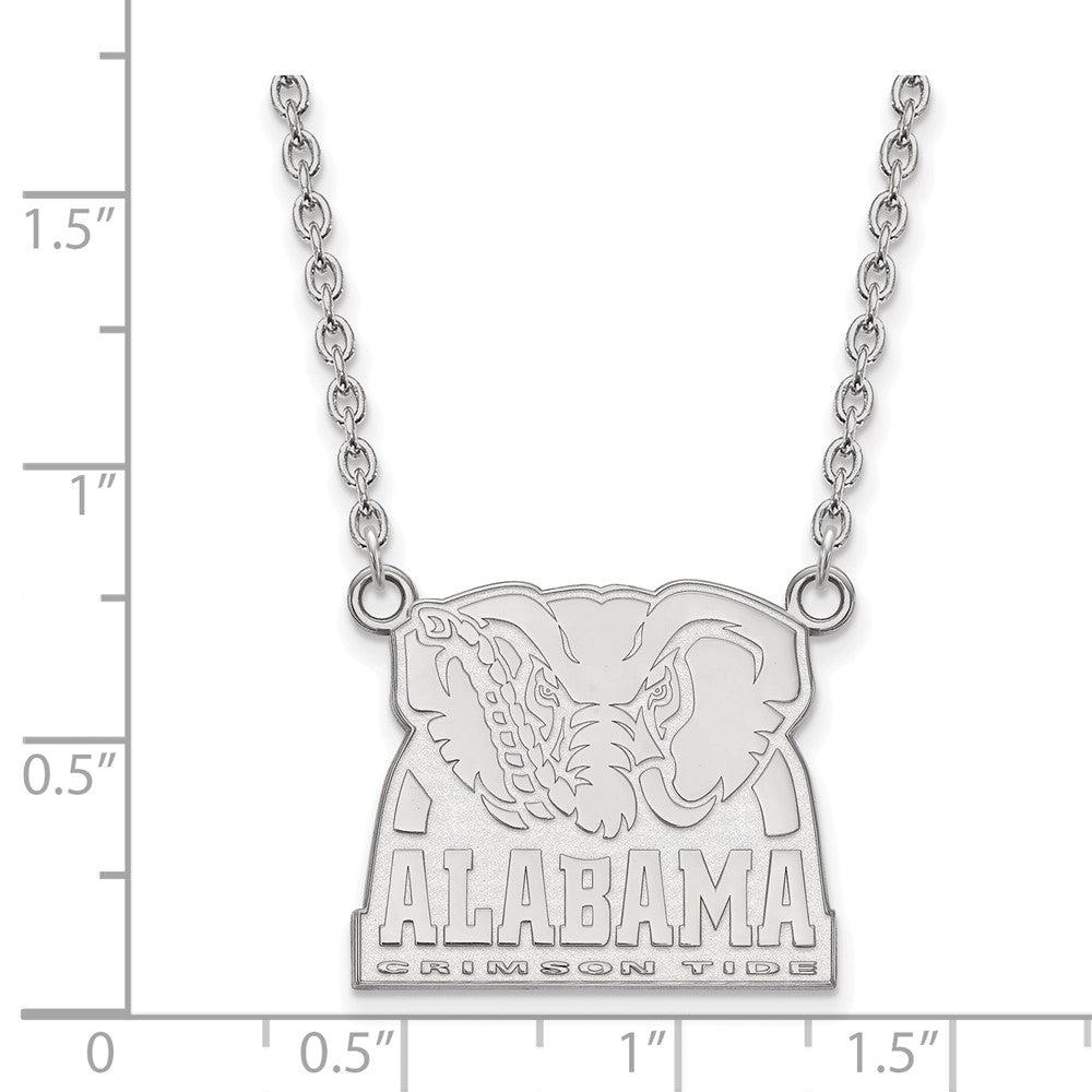 Sterling Silver Rhodium Plated Logoart University Of Alabama Elephant Large Pendant 18 Inch Necklace