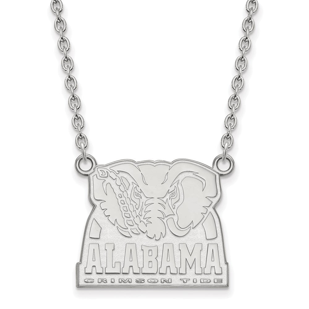 Sterling Silver Rhodium Plated Logoart University Of Alabama Elephant Large Pendant 18 Inch Necklace