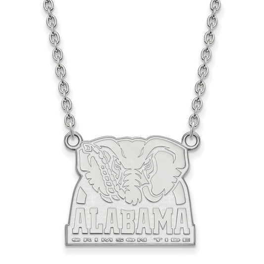 Sterling Silver Rhodium Plated Logoart University Of Alabama Elephant Large Pendant 18 Inch Necklace