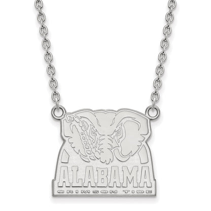 14K White Gold Logoart University Of Alabama Elephant Large Pendant 18 Inch Necklace
