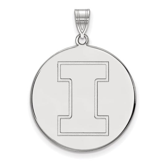 10K White Gold Logoart University Of Illinois Letter I Extra Large Disc Pendant