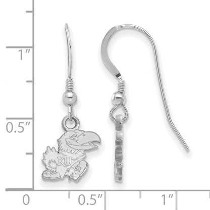 Sterling Silver Rhodium Plated Logoart University Of Kansas Jayhawk Extra Small Dangle Wire Earrings