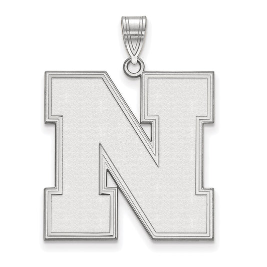 10K White Gold Logoart University Of Nebraska Letter N Extra Large Pendant