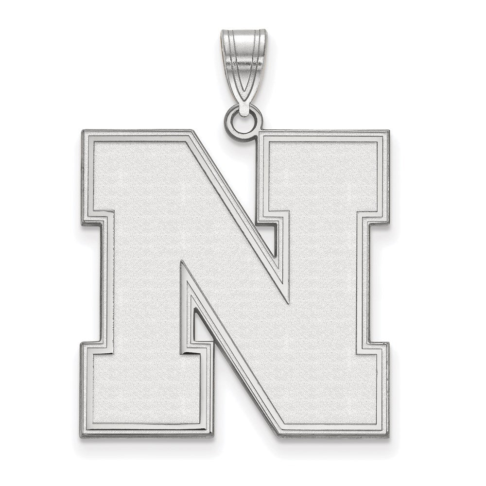 14K White Gold Logoart University Of Nebraska Letter N Extra Large Pendant