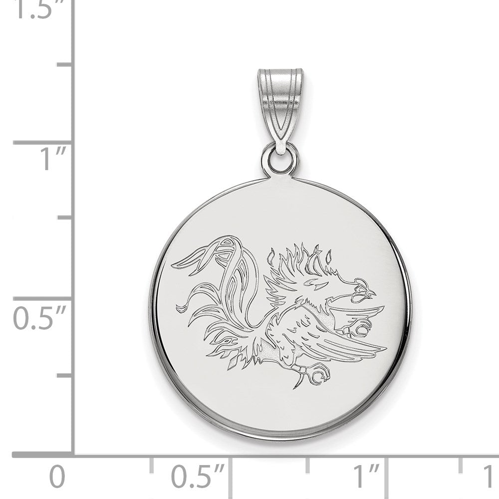 14K White Gold Logoart University Of South Carolina Gamecock Large Disc Pendant