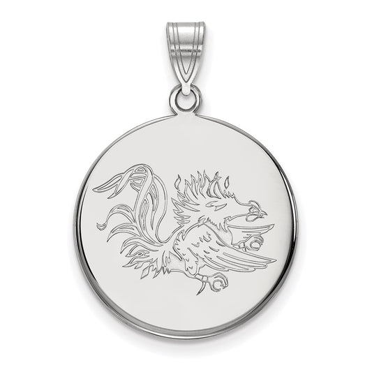 10K White Gold Logoart University Of South Carolina Gamecock Large Disc Pendant