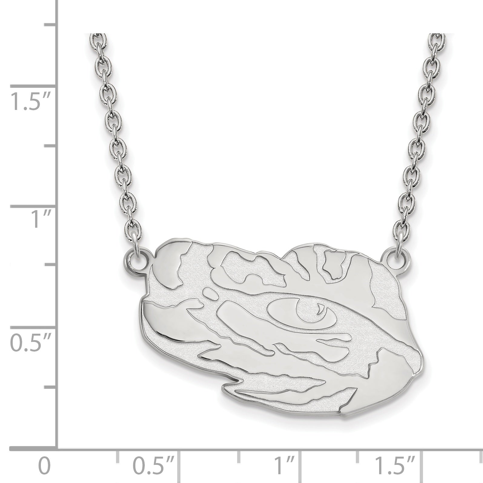Sterling Silver Rhodium Plated Logoart Louisiana State University Tiger Eye Large Pendant 18 Inch Necklace