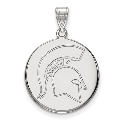 10K White Gold Logoart Michigan State University Spartan Large Disc Pendant