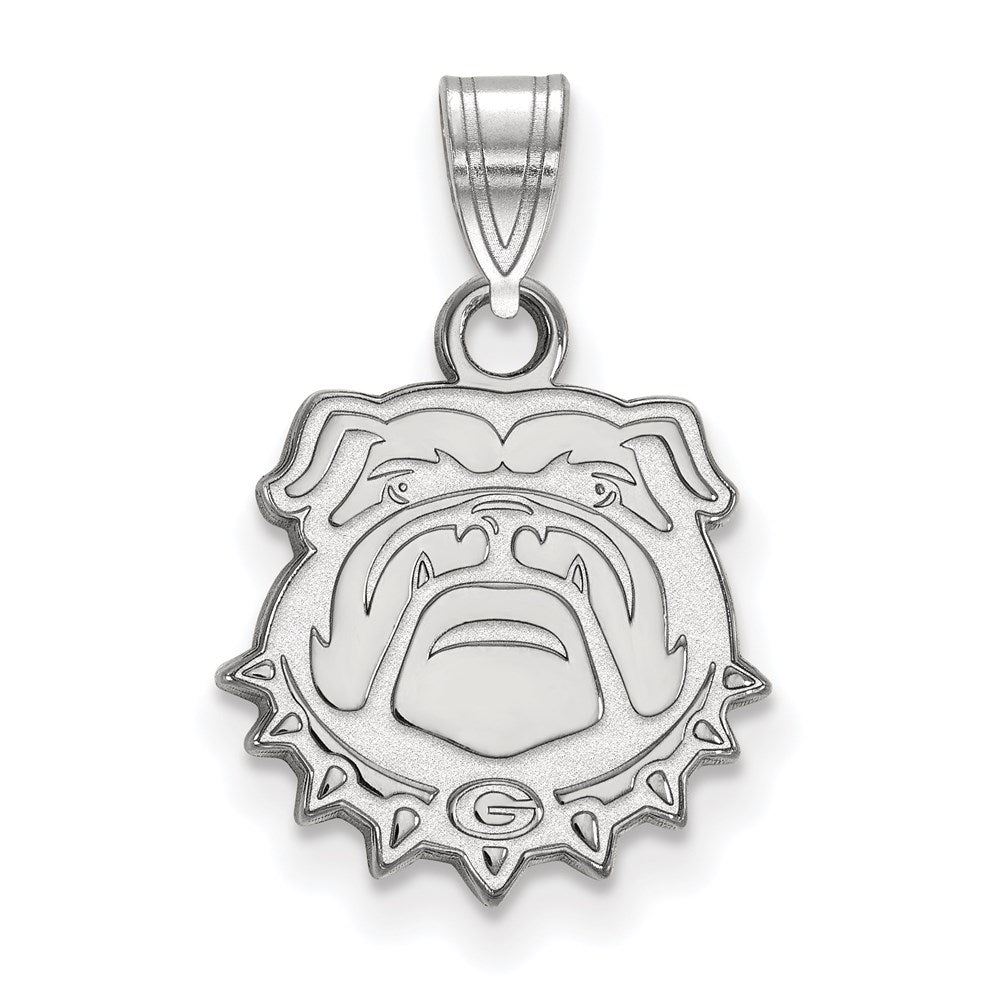Sterling Silver Rhodium Plated Logoart University Of Georgia Bulldog Small Pendant