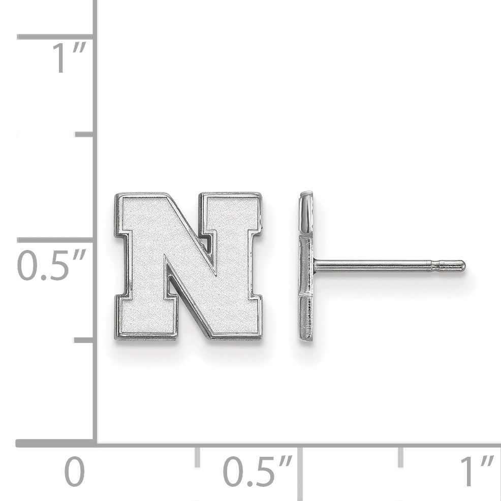 Sterling Silver Rhodium Plated Logoart University Of Nebraska Letter N Extra Small Post Earrings