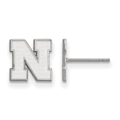 10K White Gold Logoart University Of Nebraska Letter N Extra Small Post Earrings